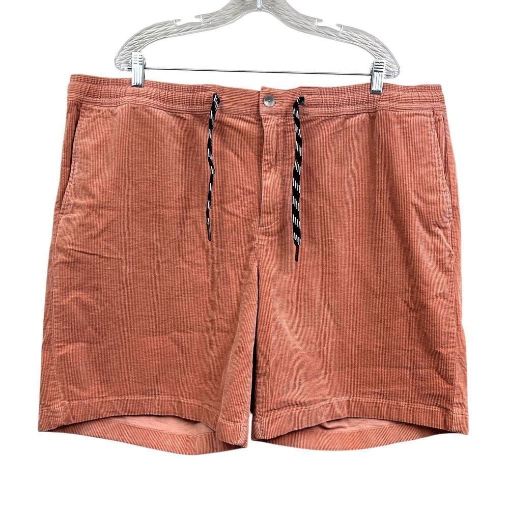 Treasure & Bond Men Corduroy Shorts SlimFit Elastic Drawstring Waist Orange 2XL*